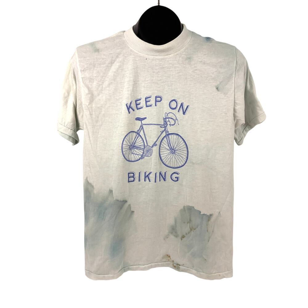 VTG Tie Dye Keep On Biking‎ XL T-shirt 80s 90s Short Sleeve Cotton Single Stitch